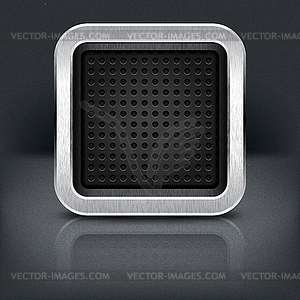 Empty icon with chrome metal frame - vector image