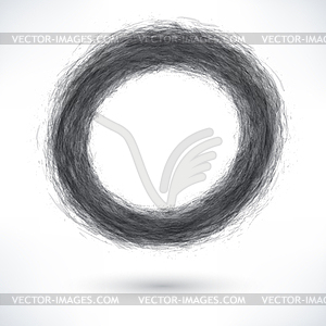 Black brush stroke in the form of a dark circle - vector clipart