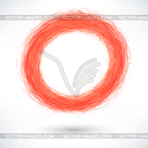 Red brush stroke in the form of a circle - vector clipart