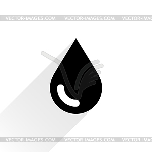 Black petroleum drop icon with gray long shadow - stock vector clipart