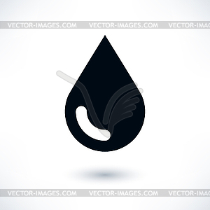 Black drop icon with gray shadow - vector image