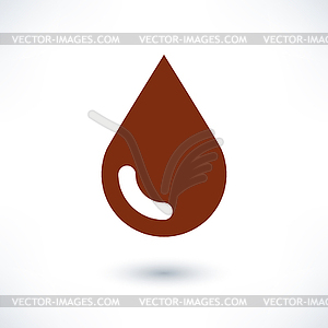 Brown color drop icon with gray shadow - vector image