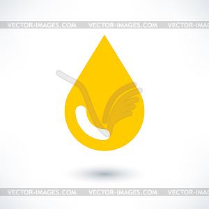 Yellow color drop icon with gray shadow - stock vector clipart