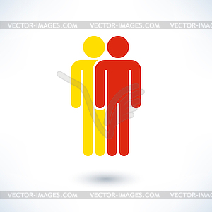 Цветные два человека, окрашенные в цвета национального флага Китая (человек рисунок) - изображение в векторе / векторный клипарт