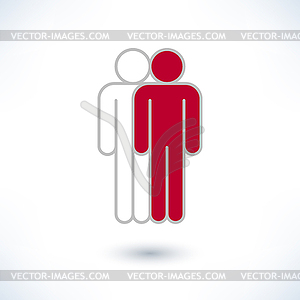 Colored logotype two people painted in colors of National Flag of Japan (man figure) - vector clipart