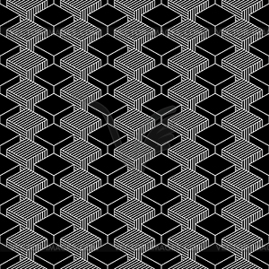 Бесшовные шаблон с 3-D эффектом кубов в перспективе - черно-белый векторный клипарт
