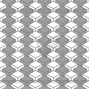 Seamless pattern with 3-D effect cubes in perspective - vector image