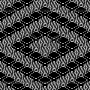 Seamless pattern with 3-D effect cubes in perspective - vector clip art