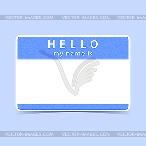 Light blue blank name tag sticker HELLO my name is - vector image