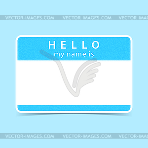 Blue name tag blank sticker HELLO my name is - vector image