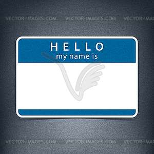 Blue cobalt name tag blank sticker HELLO my name is - vector clipart