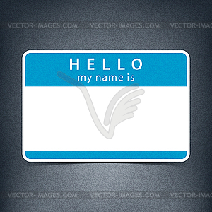 Blue empty name tag sticker HELLO my name is - vector clipart