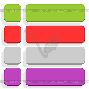 Empty rounded square and rectangle icon with gray long shadow in simple flat style - royalty-free vector image