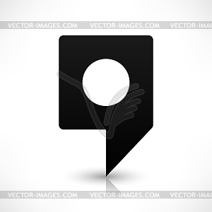 Black empty square map pins sign location icon with circular blank copy space and gray shadow, reflection in flat style - vector image