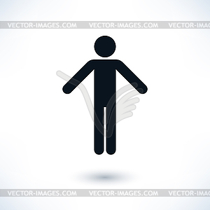 Black sign man held his arms out to the sides - vector image