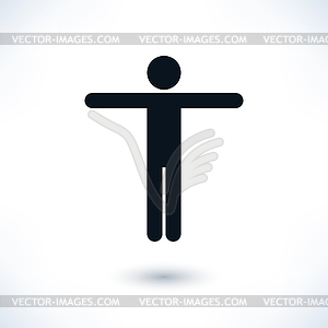 Black sign man with his arms spread wide - vector clip art