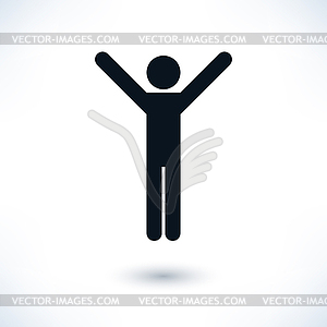 Black sign man raised his hands - vector clipart