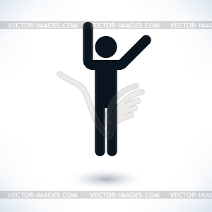 Black sign man raised his hands - stock vector clipart