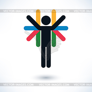 Color logotype human form but with multiple arms - vector EPS clipart