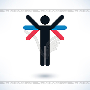 Color logotype human with multiple hands or wings - stock vector clipart