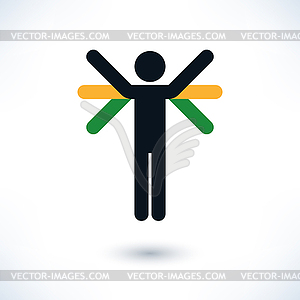 Color logotype human with multiple hands or wings - vector clip art