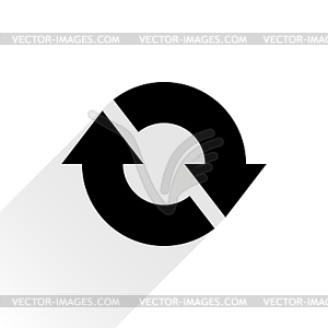Черный значок стрелки перезагрузки, обновите, вращение, сброс, Вольта 18 - рисунок в векторе