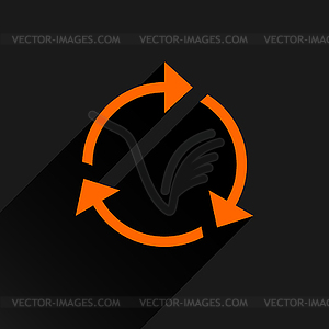 Orange arrow icon reload, refresh, rotation, reset, repeat sign 03 - vector image