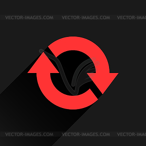 Red arrow icon reload, refresh, rotation, reset, repeat sign 10 - vector image