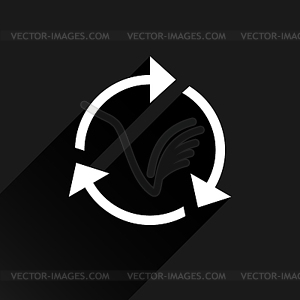 White arrow icon reload, refresh, rotation, reset, repeat sign 04 - vector image