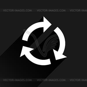 White arrow icon reload, refresh, rotation, reset, repeat sign 09 - vector image