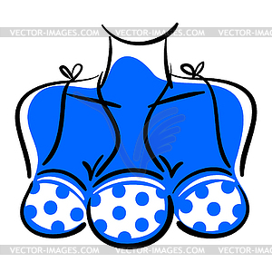 Woman with three breasts in bra on a white background - royalty-free vector image