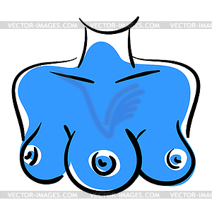 Woman with three breasts on a white background - vector image