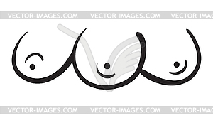 Женщину три груди на белом фоне - изображение в векторном виде