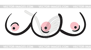 Three breasts on a white background - vector image