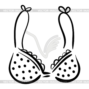 White bra with black polka dot pattern on background - vector image
