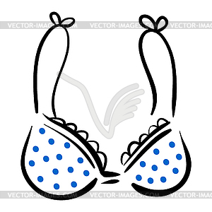 White bra with blue polka dot pattern on background - vector EPS clipart