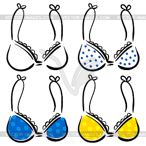 Four bras with polka dot pattern - stock vector clipart