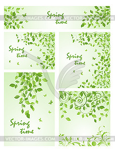 Набор весенних зеленых шаблонов - рисунок в векторе