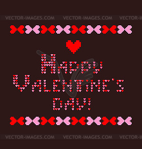 Вышивка на День святого Валентина - иллюстрация в векторе