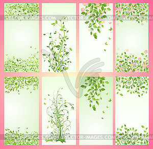 Green spring vertical banners - vector clipart