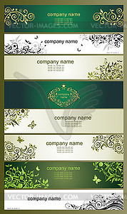 Horizontal banners with vintage floral design - vector image