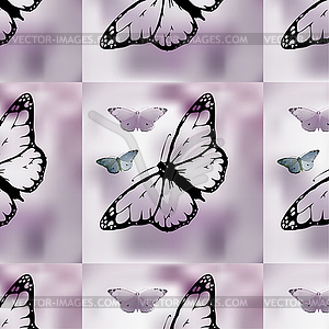 Set Monarch Butterfly with open wings - vector clipart