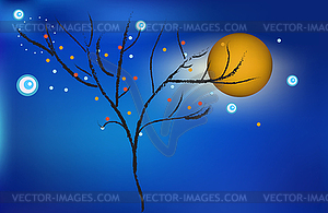 Magical new year`s eve with huge moon - vector clipart