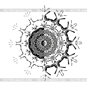 Lace black ethnic ornament drawn coal - vector image