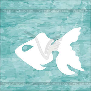 Abstract blue sea background with white fish - vector image