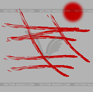 Cane, Japanese symbol, red sun - vector image