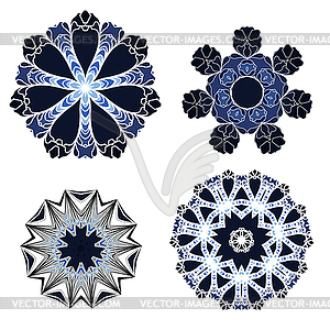 Set of Lace floral colorful ethnic ornament - vector image