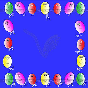 Colorful decoration frame of balloons - royalty-free vector clipart