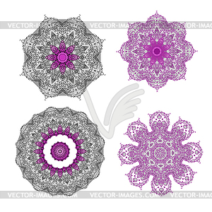Кружева Цветочные фиолетовый волшебный этнический орнамент - клипарт в формате EPS