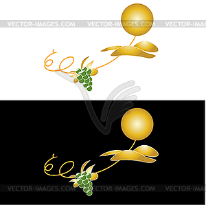 Grape brush is green during sunny day - vector clipart